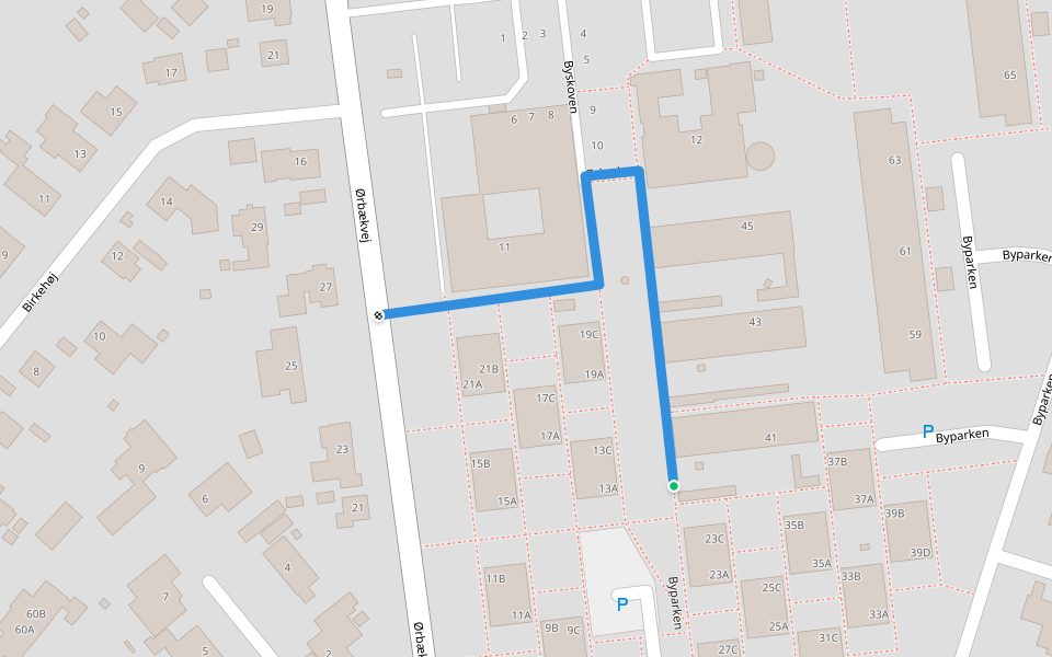 Ørbækvej walking route map in Svendborg