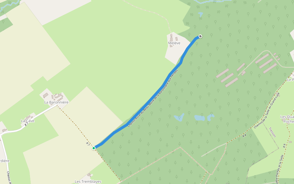 Chemin Rural du Beau-Moire de la Baronnière aux Perrées walking route map in Saint-Mars-de-Locquenay