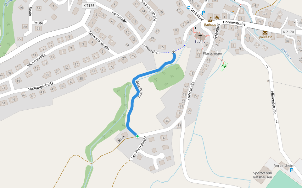 St.-Afra-Weg walking route map in Ratshausen