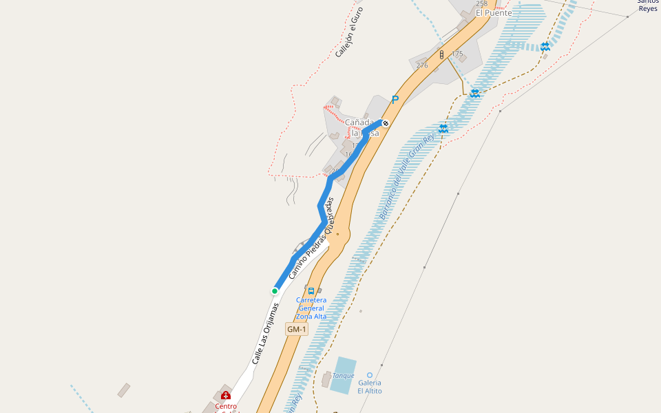 Camino Piedras Quebradas walking route map in Valle Gran Rey