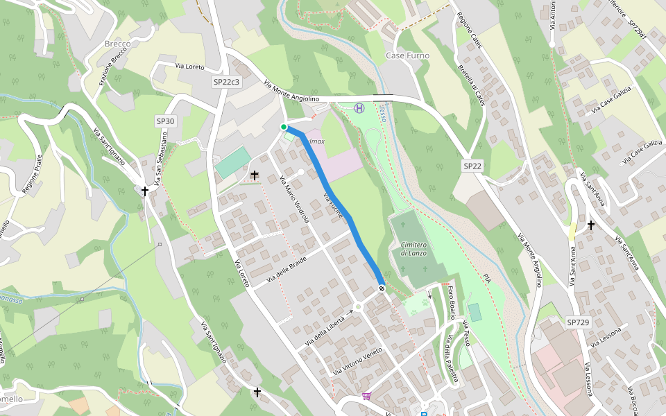 Via Fucine walking route map in Lanzo Torinese