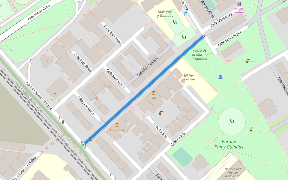 Calle de Maldonado walking route map in Palencia