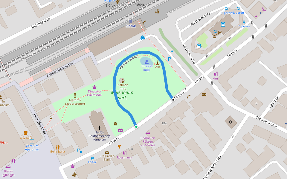 Kálmán udvar walking route map in Siófok