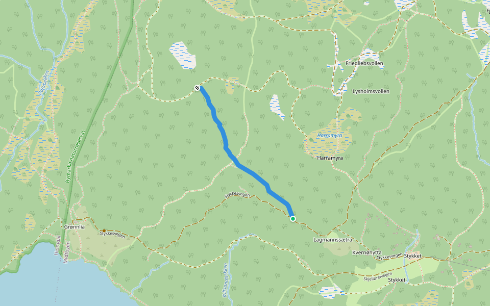 Henriksåsen light walking route map in Lian