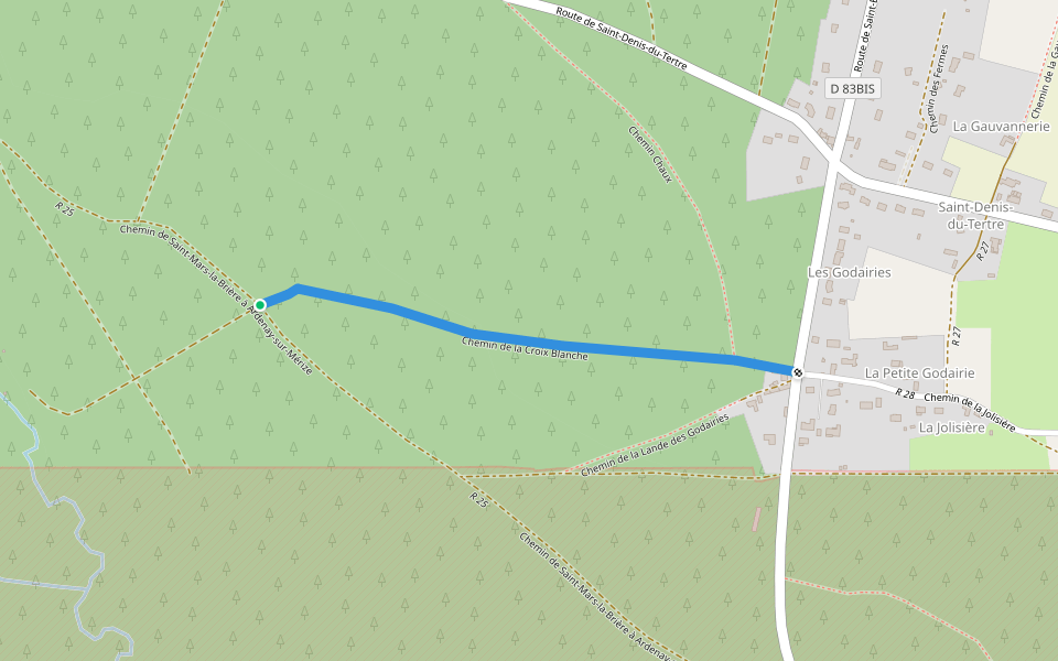 Chemin de la Croix Blanche walking route map in Saint-Mars-la-Brière