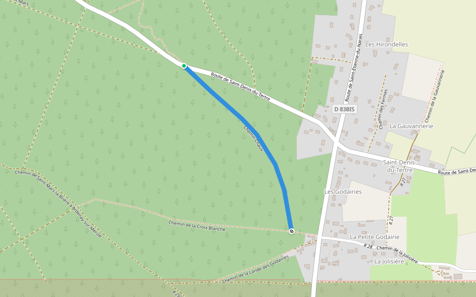 Chemin Chaux walking route map in Saint-Mars-la-Brière