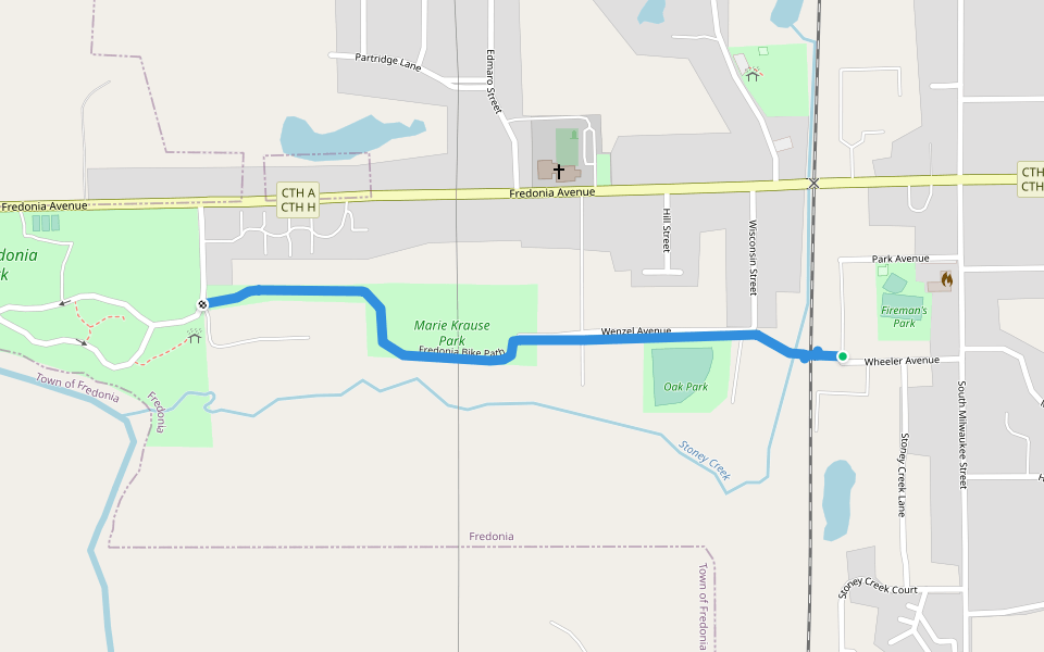 Fredonia Bike Path walking route map in Fredonia
