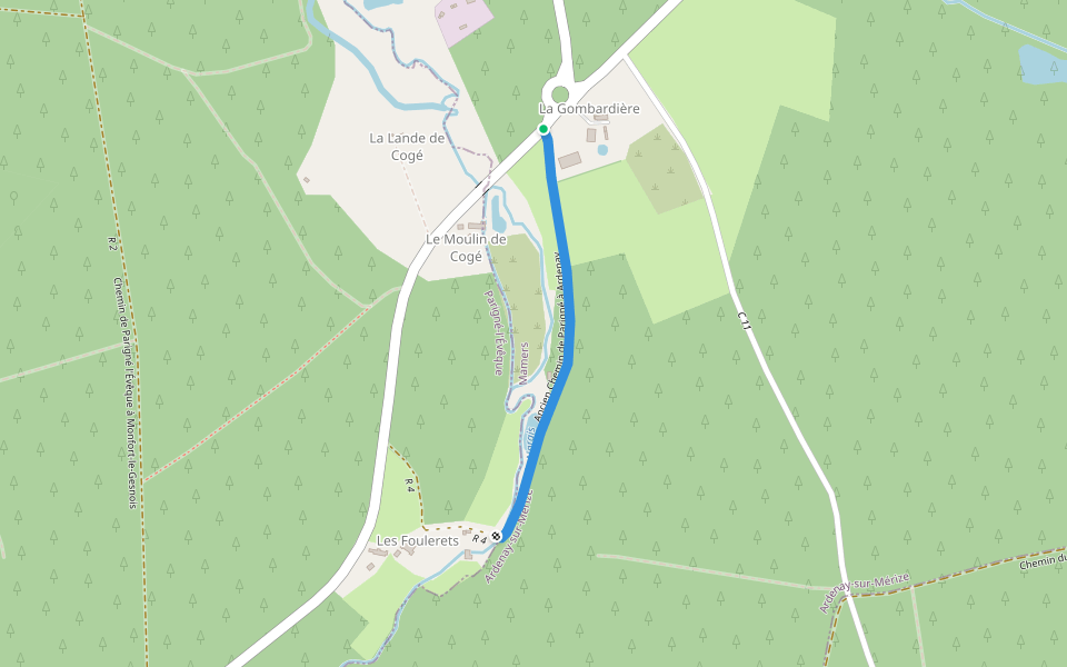 Ancien Chemin de Parigné à Ardenay walking route map in Ardenay-sur-Mérize