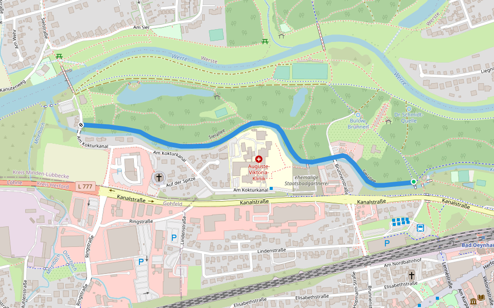 Sielallee walking route map in Bad Oeynhausen