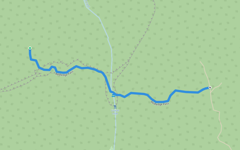 Redledge Pass walking route map in Megalong Valley