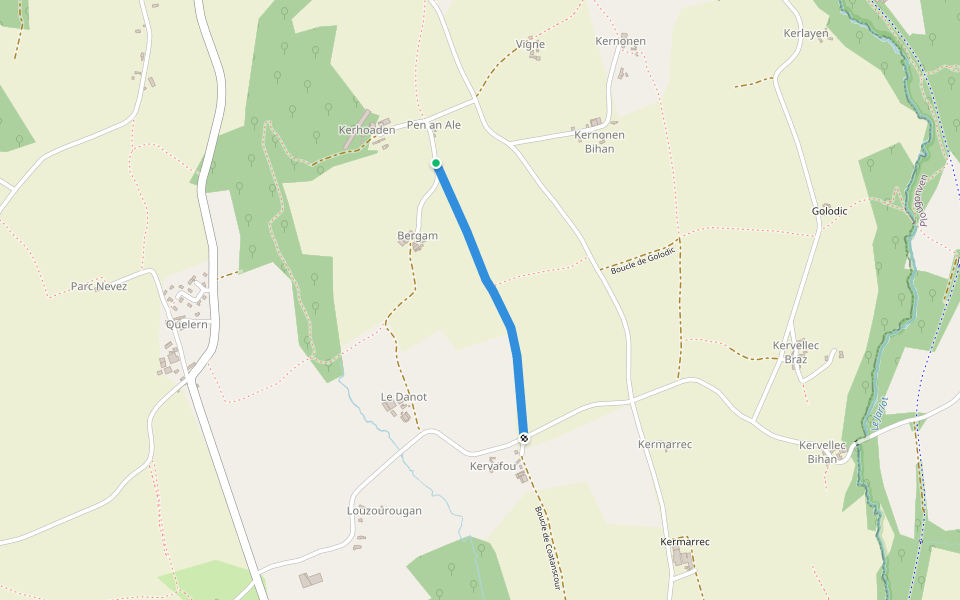 Boucle de Coatanscour walking route map in Plourin-lès-Morlaix