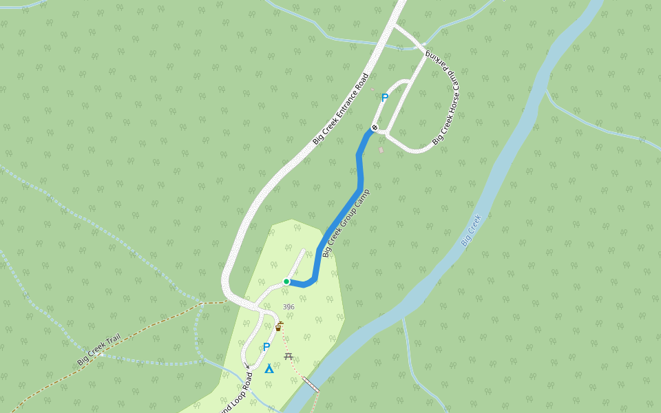 Big Creek Group Camp walking route map in Newport