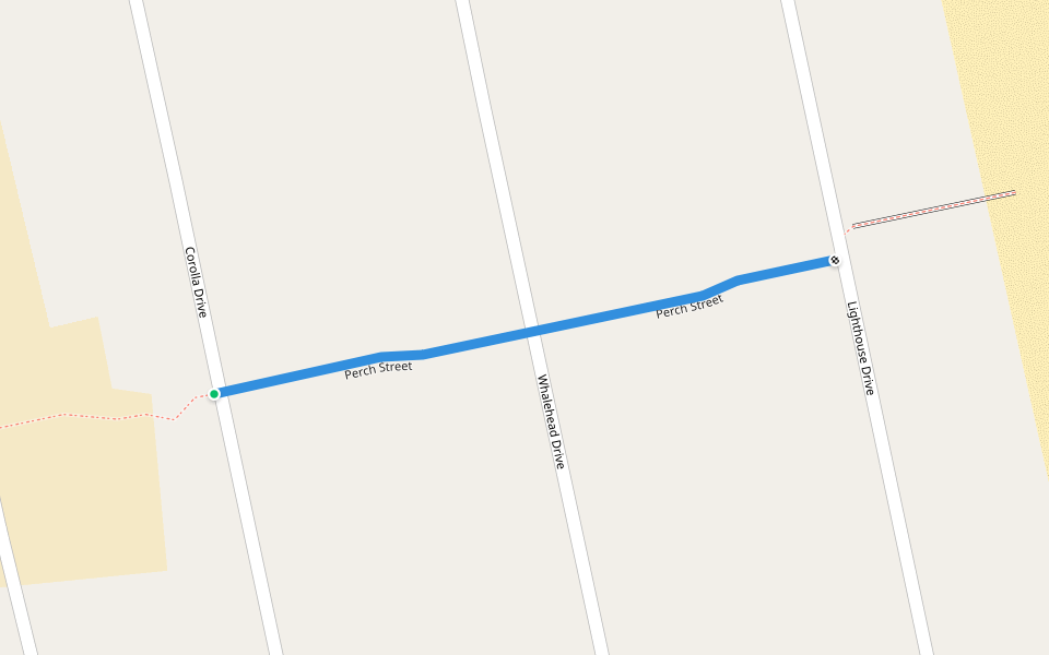 Perch Street walking route map in Corolla