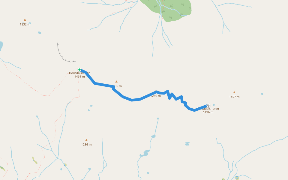 Horndalsnuten Skipadalsnuten walking route map in Reimegrend