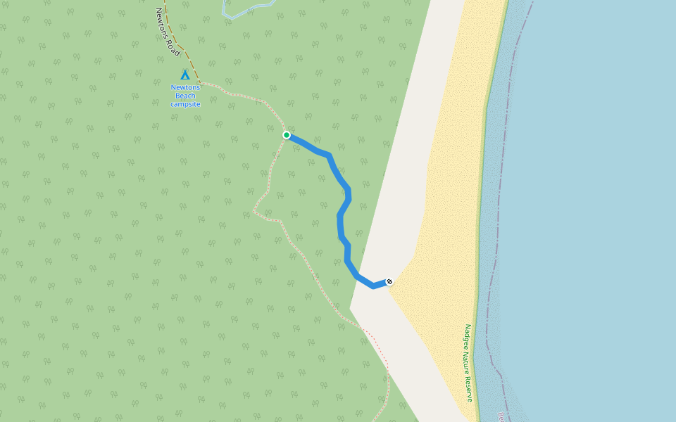 Newtons Beach walking track walking route map in Nadgee