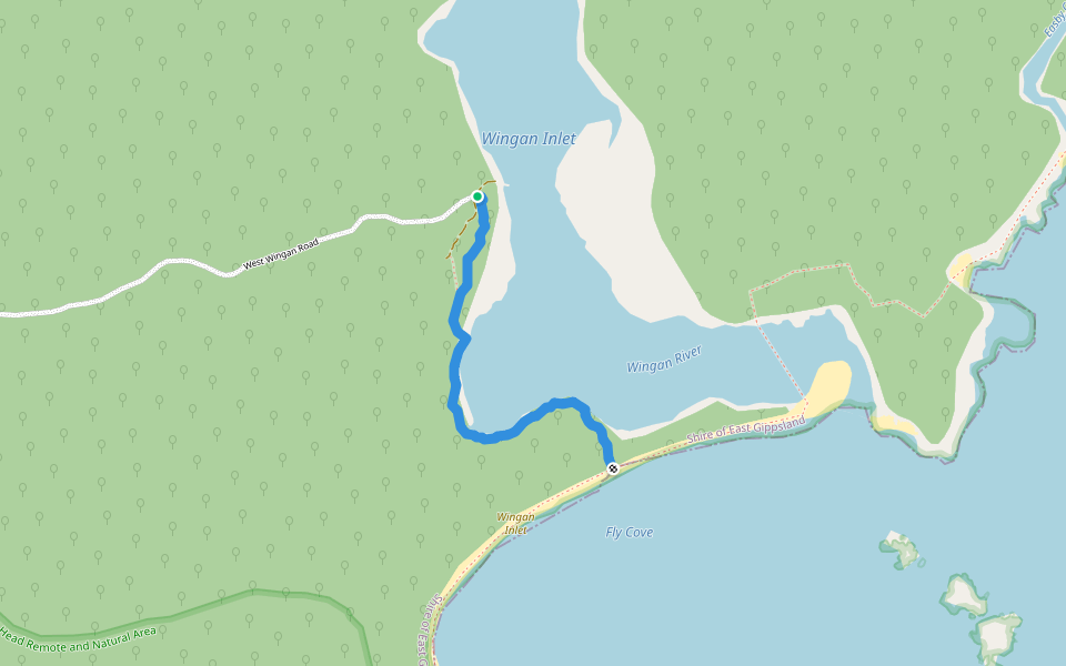 Fly Cove Walking Track walking route map in Wingan River