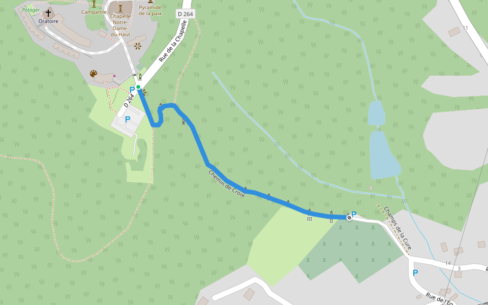 Chemin de Croix walking route map in Ronchamp