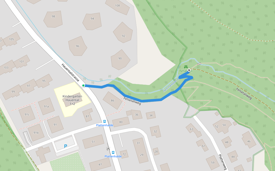 Felsetäliweg walking route map in Schaffhausen