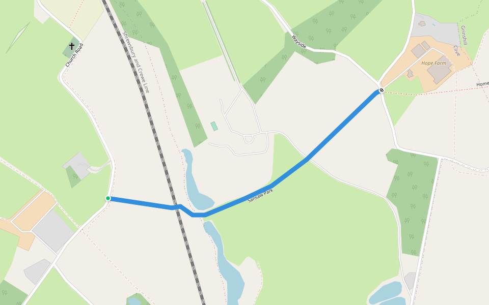 Sansaw Park walking route map in Yorton Heath