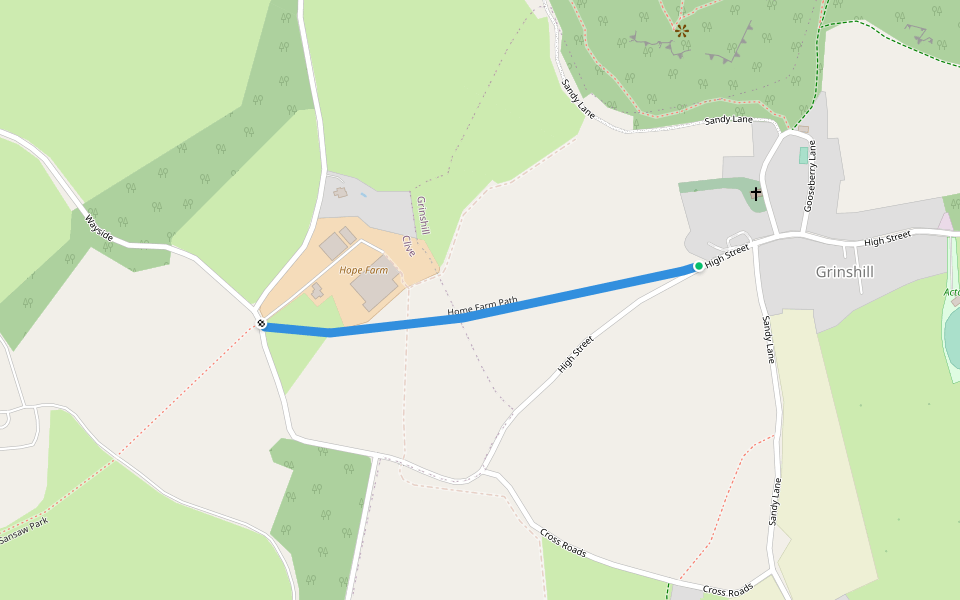 Home Farm Path walking route map in Grinshill