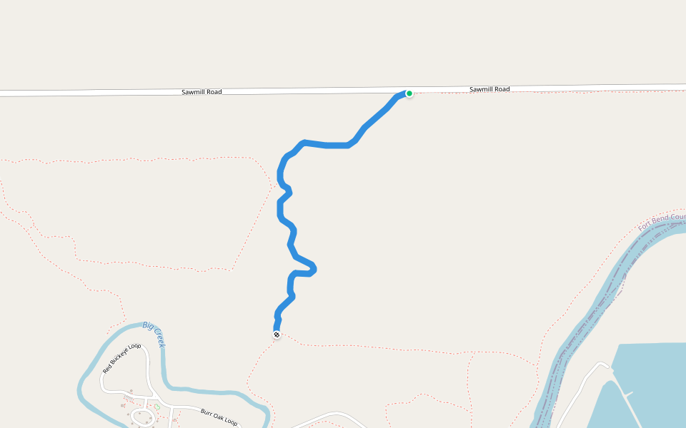Bayou Trail walking route map in Needville