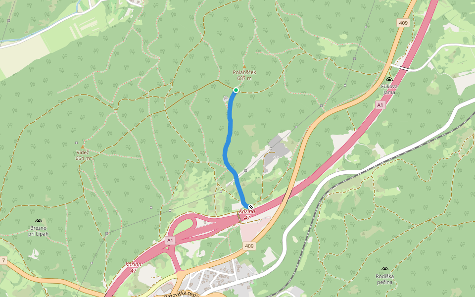 "Seggiovia" walking route map in Kozina