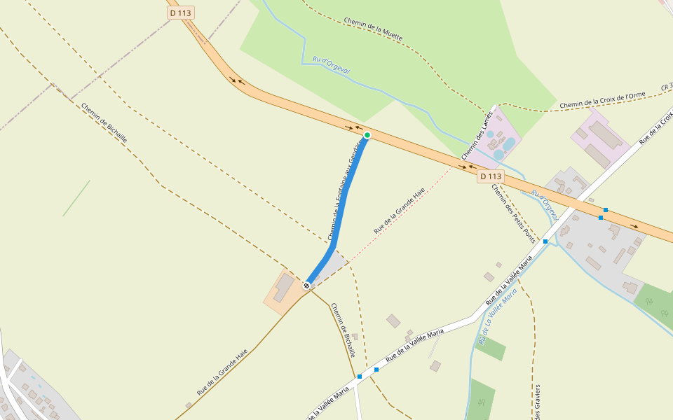Chemin de la Fontaine aux Gendarmes walking route map in Morainvilliers