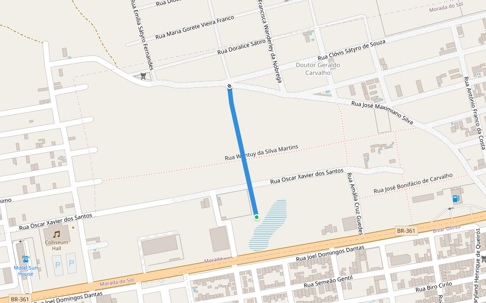 Rua Milton Vieira walking route map in Patos