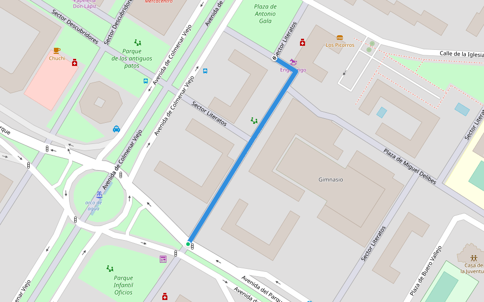 Plaza de Rosa Chacel walking route map in Tres Cantos
