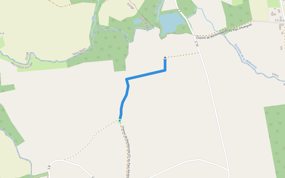 Chemin de Randonnée (CC du Pays d'Aubigné) walking route map in Montreuil-sur-Ille