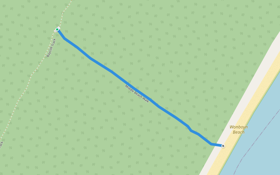 Middle Beach Walk walking route map in Wonboyn
