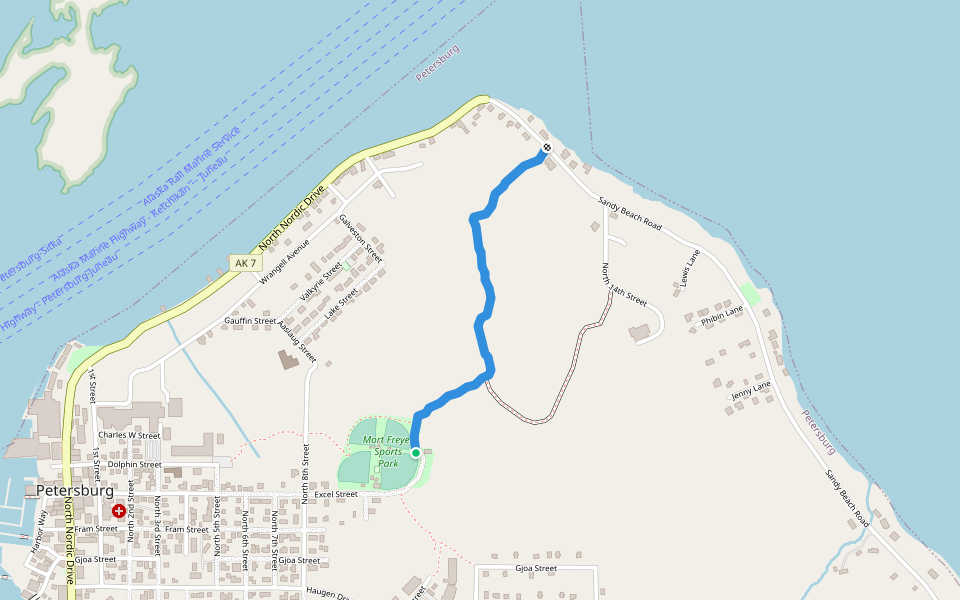 Hungry Point Trail walking route map in Petersburg