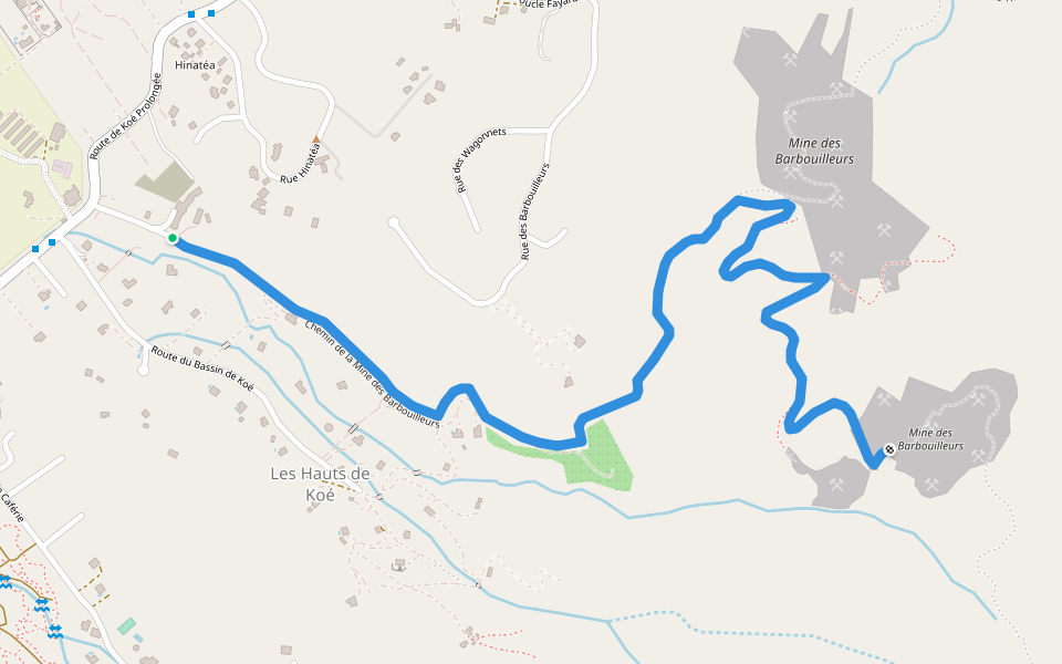 Chemin de la Mine des Barbouilleurs walking route map in Dumbéa