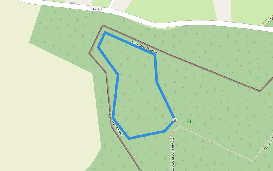 Train Zone Sauvage walking route map in Le Breil-sur-Mérize