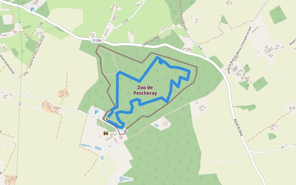 Parcours Zoo Pescheray walking route map in Le Breil-sur-Mérize