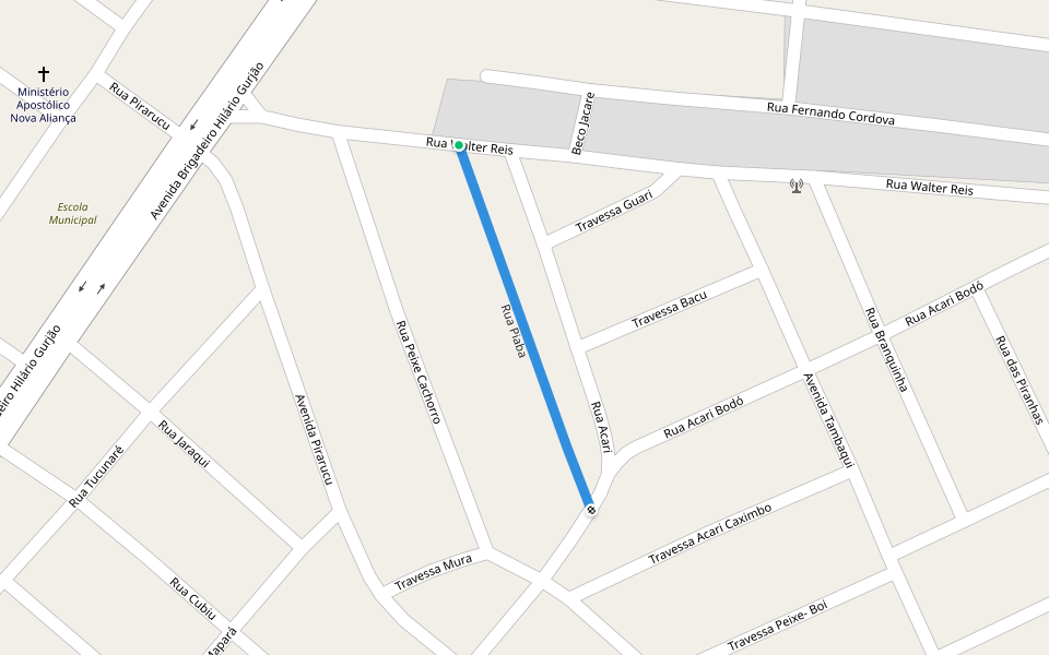 Rua Piaba walking route map in Manaus