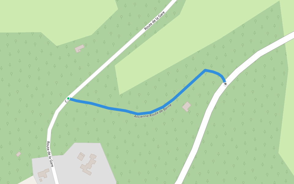 Ancienne Route de Berné walking route map in Meslan