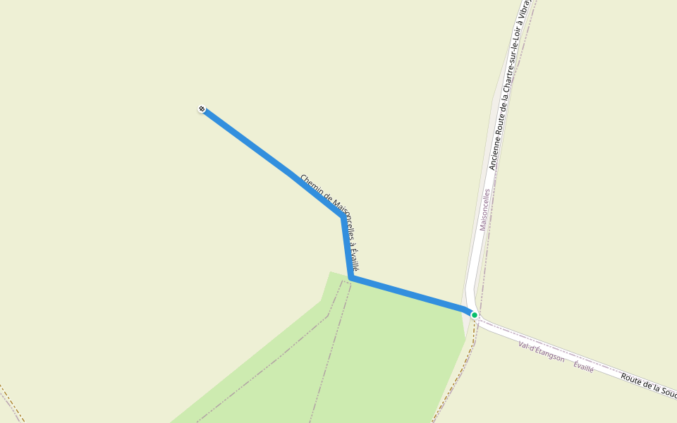 Chemin de Maisoncelles à Évaillé walking route map in Maisoncelles