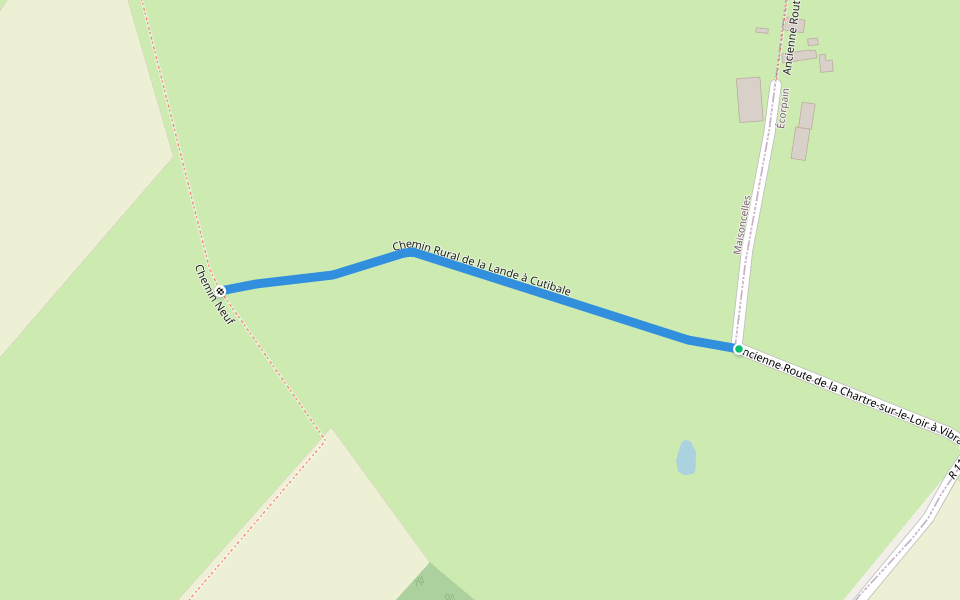 Chemin Rural de la Lande à Cutibale walking route map in Écorpain