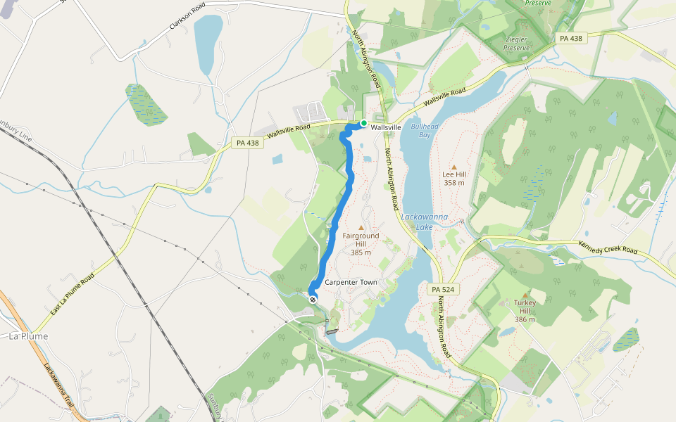 North Woods Trail (Yellow) walking route map in Dalton