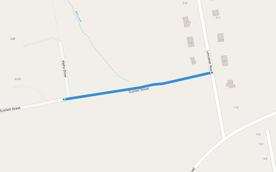 Scarlett Street walking route map in Mebane
