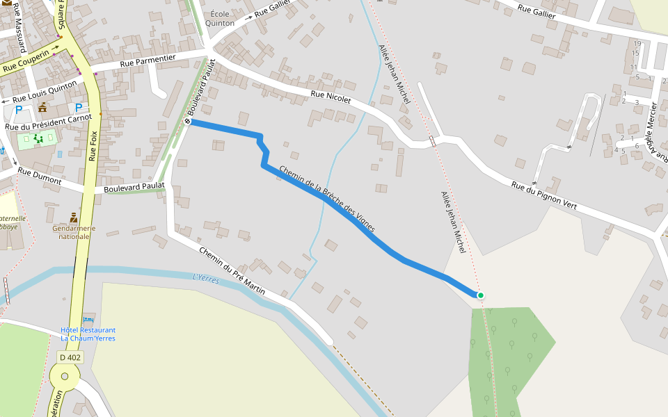 Chemin de la Brèche des Vignes walking route map in Chaumes-en-Brie