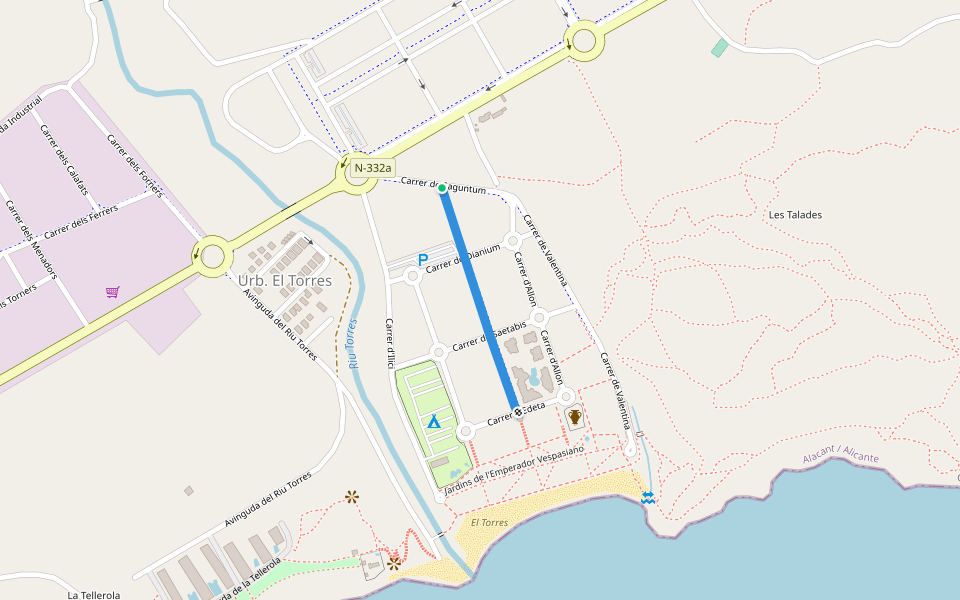 Passeig de l'Emperador Nerón walking route map in Villajoyosa