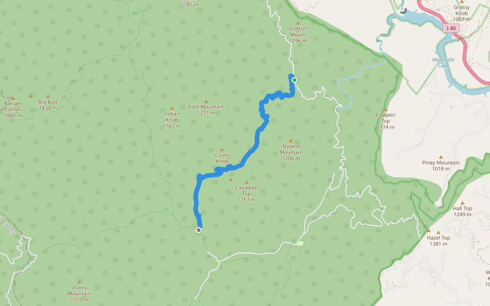 Little Cataloochee Trail walking route map in Waynesville