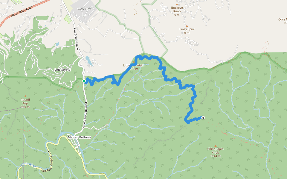 Little Greenbrier Trail walking route map in Sevierville