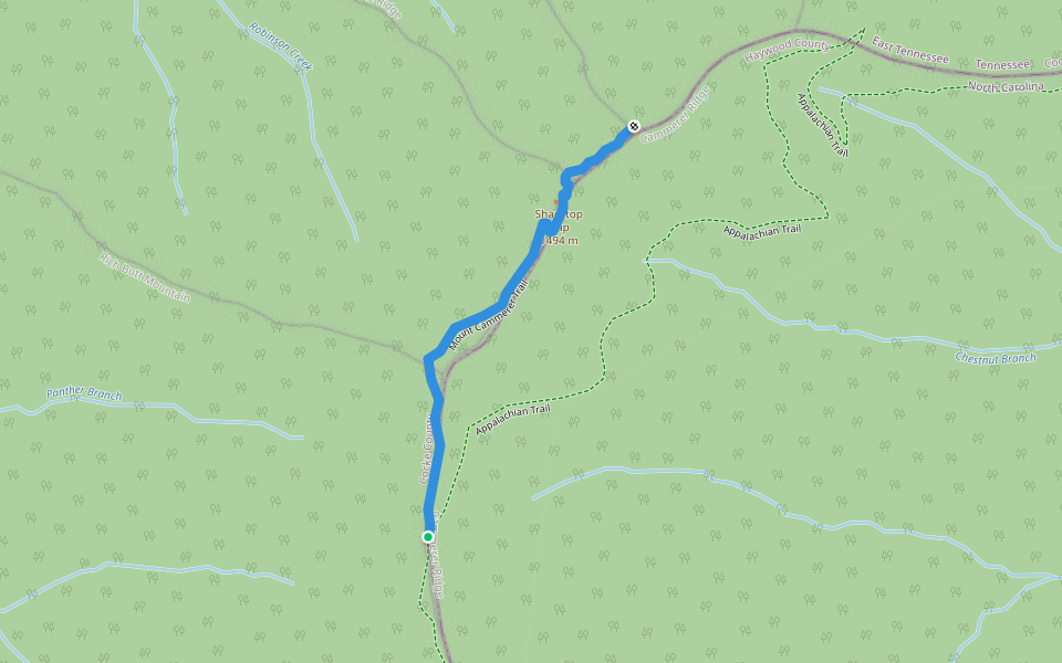 Mount Cammerer Trail walking route map in Waynesville