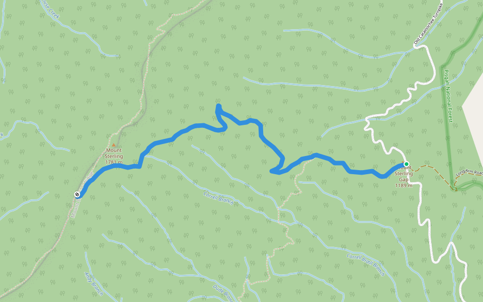 Mount Sterling Trail walking route map in Waynesville
