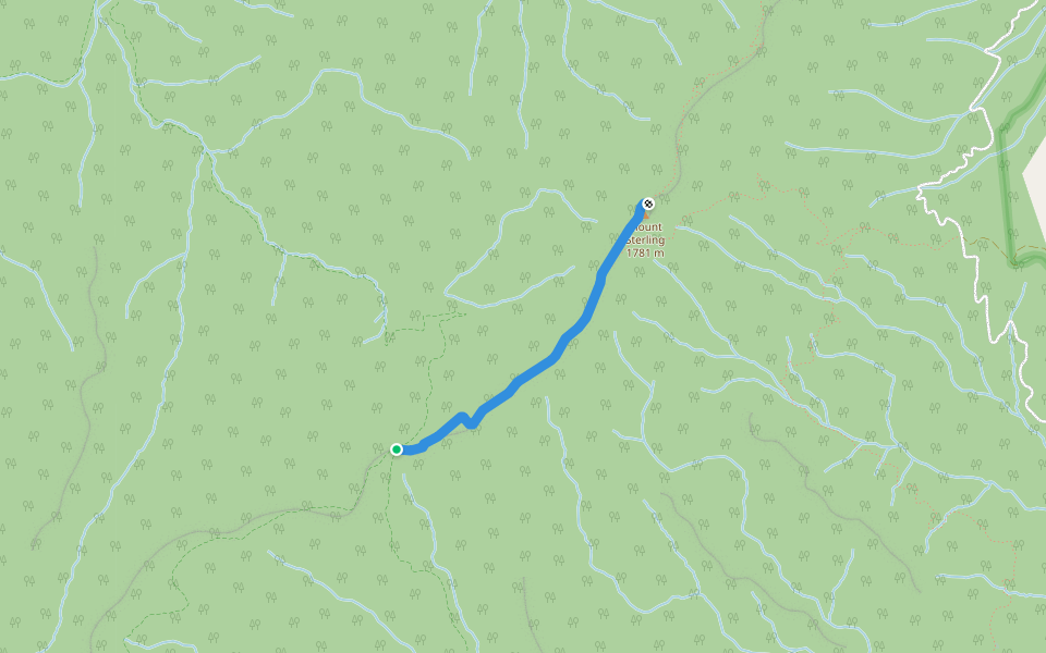 Mount Sterling Ridge Trail walking route map in Waynesville