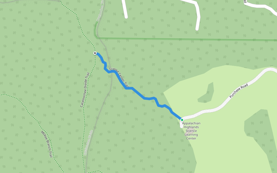 Science Center Trail walking route map in Waynesville