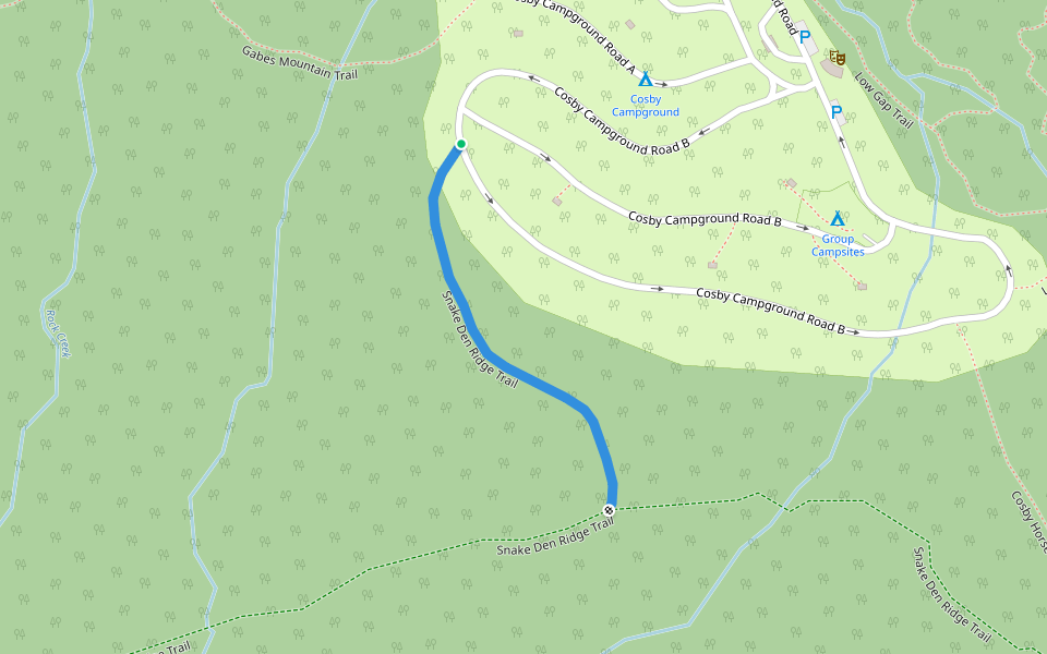 Snake Den Ridge Trail walking route map in Cosby